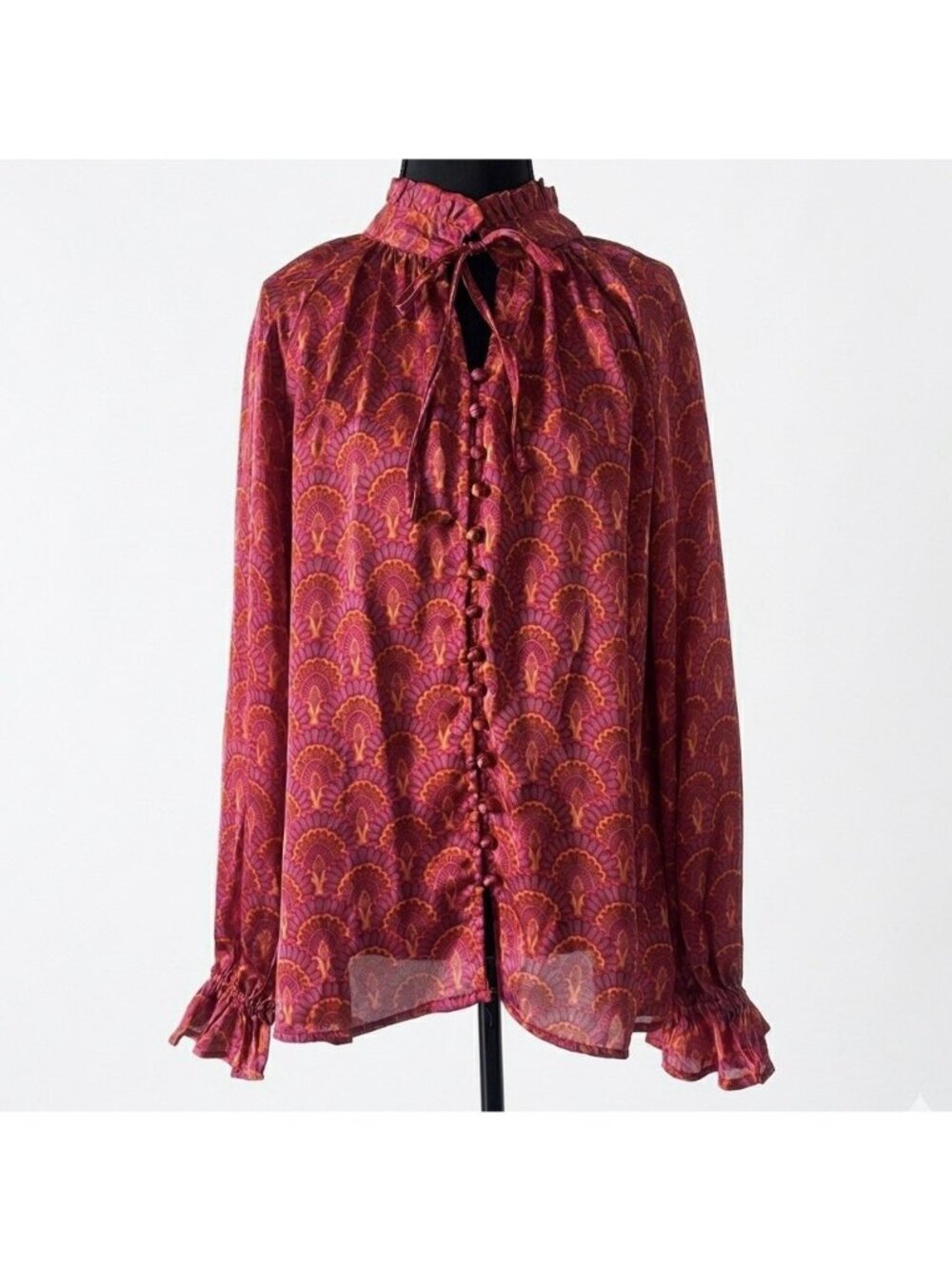 Karlie Paris‎ Women’s Large Long Sleeve Blouse Peasant Preppy Colorful Office